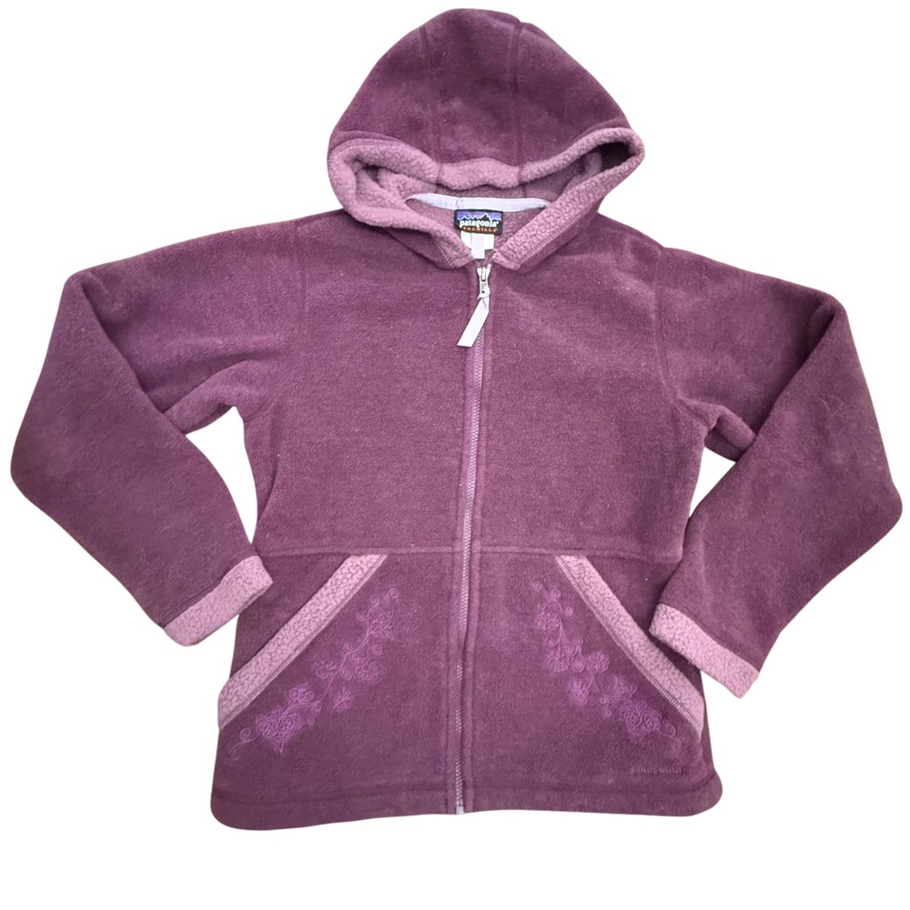 Rare vintage Patagonia Synchilla Coat‎ Jacket Embroidered Floral Trim Small